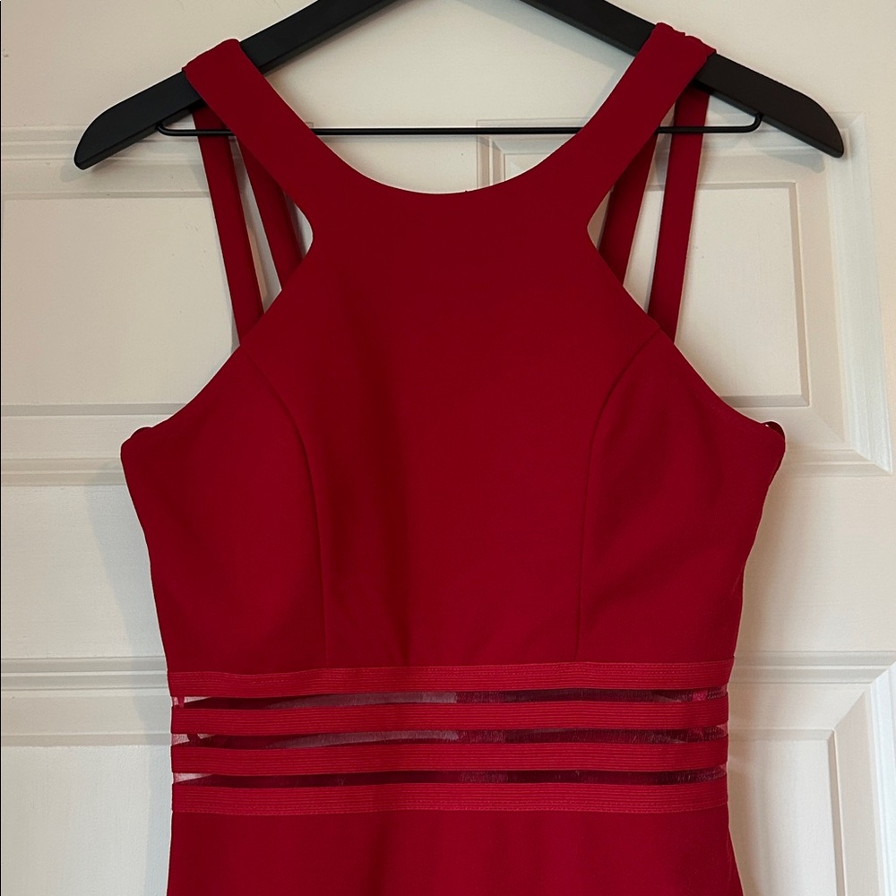 Formal Red Dress with Slit - Picture 2 of 7